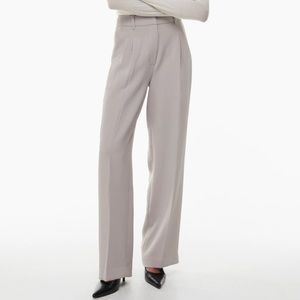 Aritzia Wilfred Grey The Effortless Pants High Rise Pleated Wide Leg Size 10